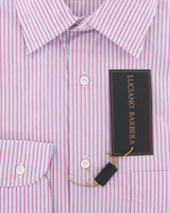 Luciano Barbera Pink Striped Shirt - Slim - 15.75/40 - (10540442)