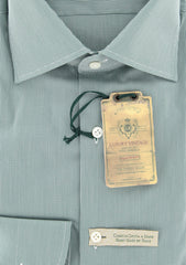 Borrelli Green Fancy Shirt - Extra Slim - 15.75/40 - (EV915GIOSUE)