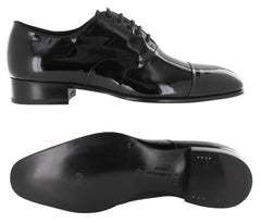 $925 Max Verre Black Leather  Tuxedo Shoes - (MV328261) - Parent