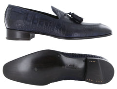 $925 Max Verre Blue Leather Tassel Loafers - (MV321262) - Parent