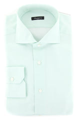 Sartorio Napoli Light Green Houndstooth Shirt - Slim - 17.5/44 - (SAFNCYX9)