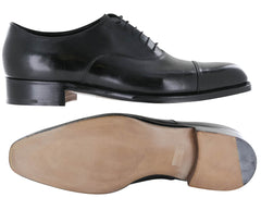 Silvano Lattanzi Black Leather Cap Toe Oxford Shoes - (590) - Parent