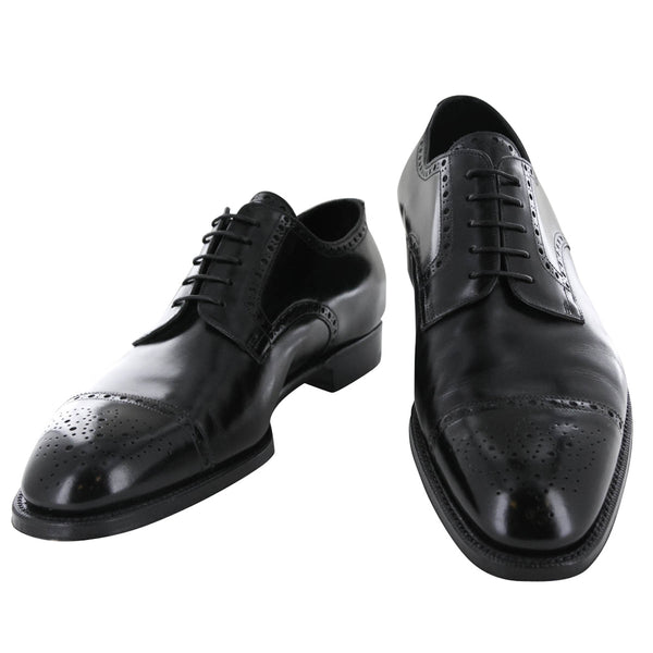 Silvano Lattanzi Black Leather Cap Toe Derby Shoes - (591) - Parent
