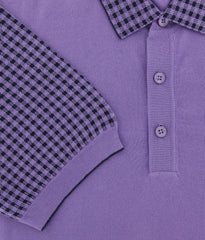 Svevo Parma Purple Check Cotton Blend Polo - (SV69227) - Parent