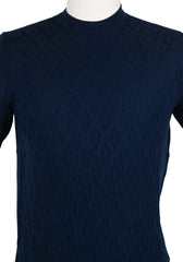 $450 Svevo Parma Dark Blue Cotton Crewneck Sweater - (SV930262) - Parent