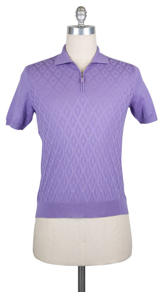 $600 Svevo Parma Purple Argyle Cotton Polo - (SV9302614) - Parent