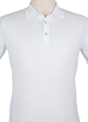 $575 Svevo Parma White Solid Cotton Polo - (SV9302613) - Parent