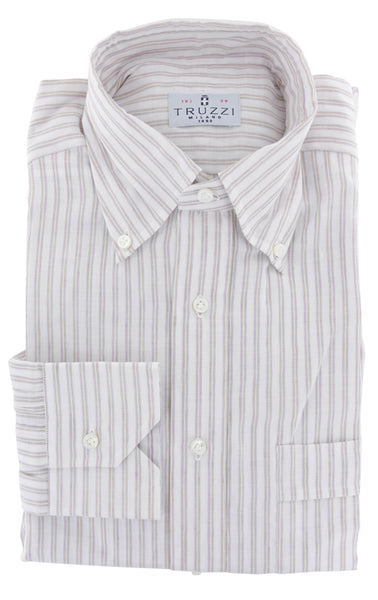 Truzzi Pink Striped Cotton Blend Dress Shirt - Slim - (7T) - Parent