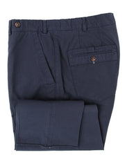 Brunello Cucinelli Navy Blue Solid Cotton Pants - Slim - 40/56 - (BC915227)