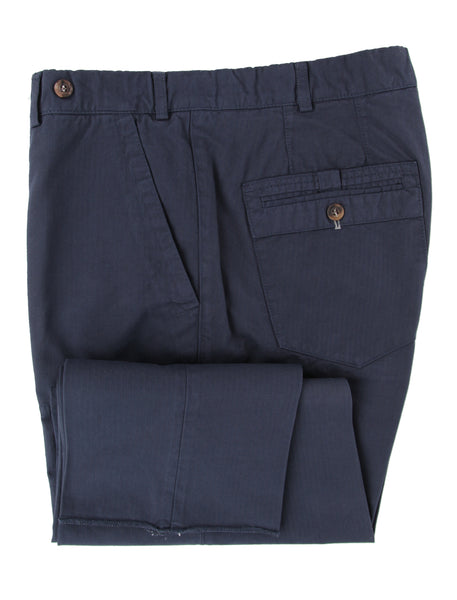 Brunello Cucinelli Navy Blue Solid Cotton Pants - Slim - (BC915227) - Parent