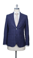 Barba Napoli Blue Wool Blend Window Pane Suit - 40/50 - (BN32222)