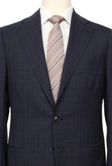 Cesare Attolini Dark Blue Wool Blend Window Pane Suit - (CA216222) - Parent