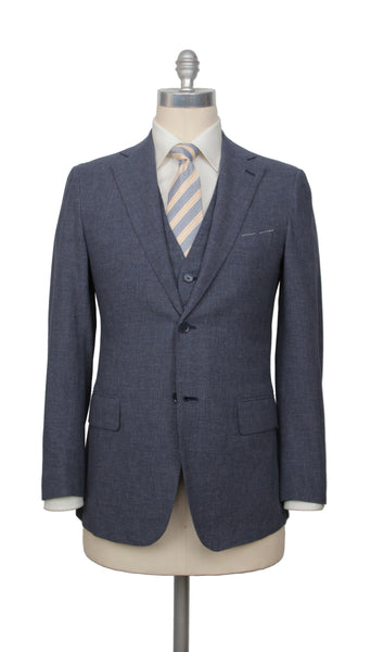 Fiori Di Lusso Blue Wool Blend Melange Suit - (BN322211) - Parent