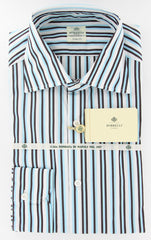 Luigi Borrelli Dark Brown Striped Cotton Shirt - Extra Slim - (YY) - Parent