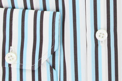 Luigi Borrelli Dark Brown Striped Cotton Shirt - Extra Slim - (YY) - Parent
