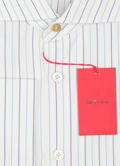 Kiton Light Blue Striped Cotton Shirt - Slim - (KT11162211) - Parent