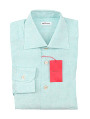 Kiton Green Solid Cotton Shirt - Slim - 15/38 - (KT0629228)