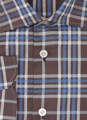 Kiton Brown Plaid Cotton Shirt - Slim - (KT0629222) - Parent