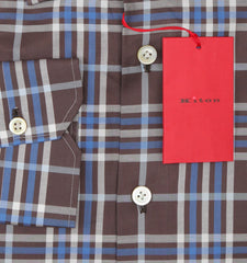 Kiton Brown Plaid Cotton Shirt - Slim - (KT0629222) - Parent