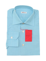 Kiton Light Blue Polka Dot Cotton Shirt - Slim - 15/38 - (KT06292216)