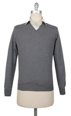 Luigi Borrelli Gray Wool V-Neck Sweater - XS/46 - (LB824228)