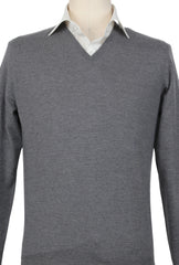 Luigi Borrelli Gray Wool V-Neck Sweater - (LB824228) - Parent