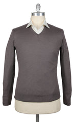 Luigi Borrelli Dark Gray Cashmere V-Neck Sweater - (LB824223) - Parent