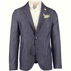 Lardini Denim Blue Cotton Solid Sportcoat - (32902BV1) - Parent