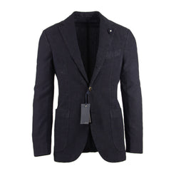 Lardini Navy Blue Cotton Blend Check Sportcoat - 38/48 - (PQ320AV589)