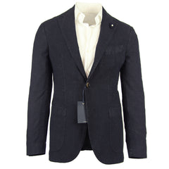 Lardini Navy Blue Cotton Blend Check Sportcoat - (PQ320AV589) - Parent