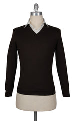 Svevo Parma Dark Brown Cashmere Blend V-Neck Sweater - S/48 - (SV1019229)