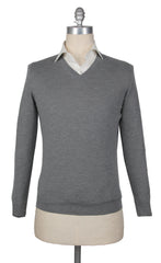 Svevo Parma Gray Cashmere Blend V-Neck Sweater - S/48 - (SV10192210)