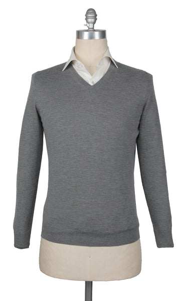 Svevo Parma Gray Cashmere Blend V-Neck Sweater - (SV10192210) - Parent