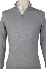 Svevo Parma Light Gray Wool 1/4 Zip Sweater - (SV1012226) - Parent
