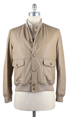 Cesare Attolini Beige Leather Jacket - Button Front - 40/50