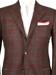 Cesare Attolini Brown, Burgundy Red, and Green Plaid Sportcoat 38/48