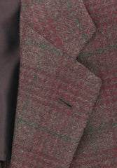 Cesare Attolini Brown, Burgundy Red, and Green Plaid Sportcoat 38/48