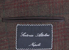 Cesare Attolini Brown, Burgundy Red, and Green Plaid Sportcoat 38/48