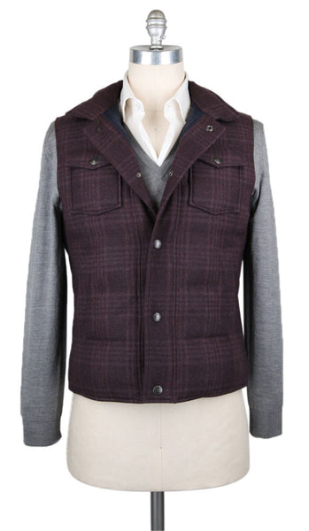 Brunello Cucinelli Dark Brown Plaid Vest - (BC911175) - Parent