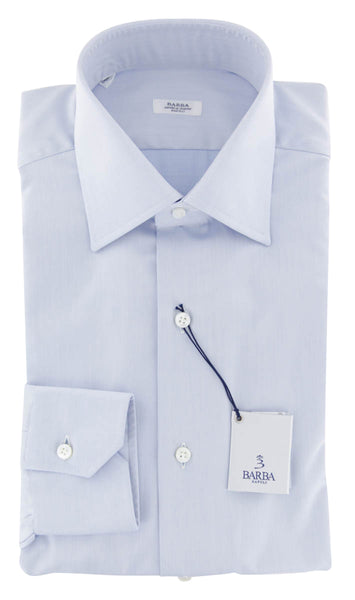Barba Napoli Light Blue Soild Cotton Shirt - Slim - (803) - Parent