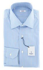 Barba Napoli Blue Check Shirt - Slim - 15.5/39 - (BN8504WU10T)