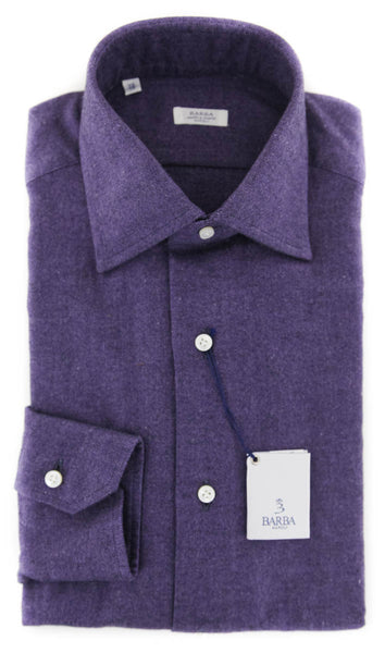 Barba  Napoli Purple Solid Cotton Shirt - Slim - (820) - Parent