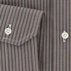 Barba Napoli Brown Striped Shirt - Slim - 15.5/39 - (D2U10T310719)