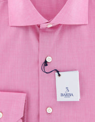 Barba Napoli Pink Solid Shirt - Slim - Size 15 (US) / 38 (EU) - (D2U13TB66)