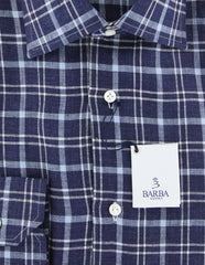 Barba Napoli Navy Blue Plaid Shirt - Slim - (D2U202U10T) - Parent