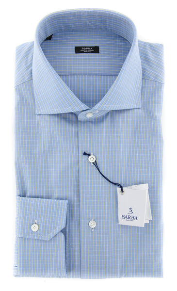 Barba Napoli Blue Check Shirt - Extra Slim - 15/38 - (I1U13T343705)