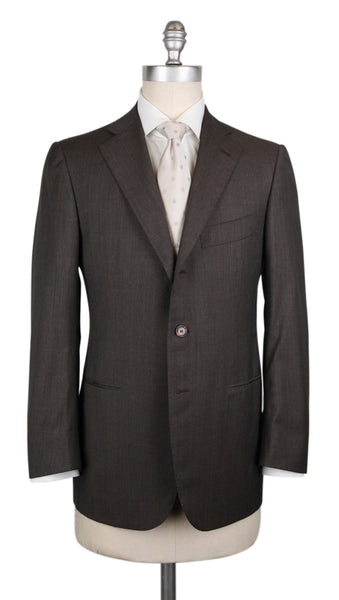 Cesare Attolini Dark Brown Wool Blend Plaid Suit - (CA89176) - Parent
