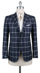 Cesare Attolini Dark Blue Window Pane Sportcoat - 38/48 - (CAGUJ35B31)