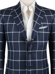 Cesare Attolini Dark Blue Window Pane Sportcoat - (CAGUJ35B31) - Parent