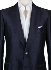 Cesare Attolini Navy Blue Silk Fancy Sportcoat - (CA201005317) - Parent
